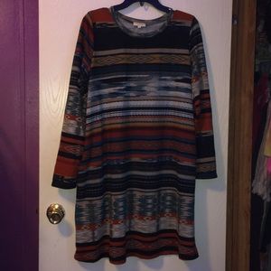 Multicolored Long Sleeve Dress